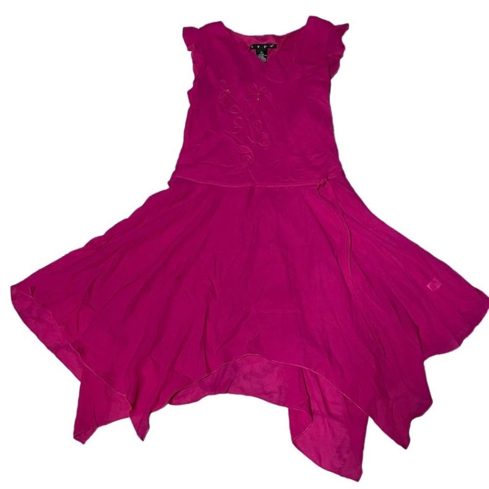 Y2K 2000’s 16 Hype Girls Youth Juniors Fuchsia Sleeveless Prom Dress High Low